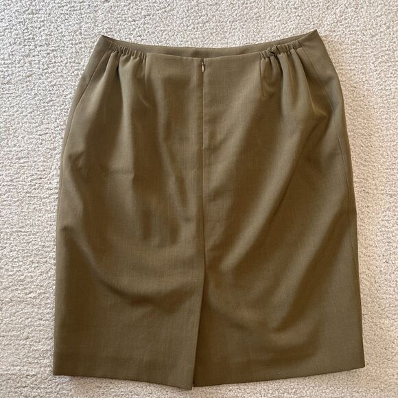 Kasper Skirt Womens Plus 14W Olive Green Crepe Pencil Knee Length Career Work - Picture 8 of 10